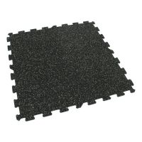 Černo-zelená gumová modulová puzzle dlažba (střed) FLOMA FitFlo SF1050 - délka 50 cm, šířka 50 cm, výška 0,8 cm