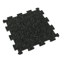 Černo-zelená gumová modulová puzzle dlažba (střed) FLOMA FitFlo SF1050 - délka 50 cm, šířka 50 cm a výška 0,8 cm