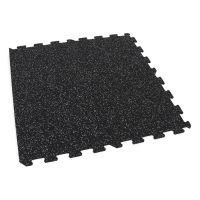 Černo-bílá gumová modulová puzzle dlažba (okraj) FLOMA FitFlo SF1050 - délka 100 cm, šířka 100 cm, výška 0,8 cm