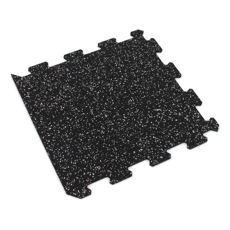 Černo-bílá gumová modulová puzzle dlažba (okraj) FLOMA FitFlo SF1050 - délka 100 cm, šířka 100 cm a výška 0,8 cm