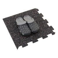 Černo-bílo-červená gumová podlahová deska (puzzle - roh) FLOMA FitFlo SF1050 - délka 100 cm, šířka 100 cm, výška 0,8 cm