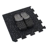 Černo-bílo-modrá gumová podlahová deska (puzzle - roh) FLOMA FitFlo SF1050 - délka 100 cm, šířka 100 cm, výška 0,8 cm