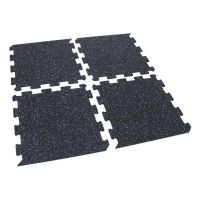 Černo-modrá gumová modulová puzzle dlažba (okraj) FLOMA FitFlo SF1050 - délka 100 cm, šířka 100 cm, výška 0,8 cm