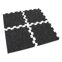 Černo-šedá gumová modulová puzzle dlažba (střed) FLOMA FitFlo SF1050 - délka 100 cm, šířka 100 cm, výška 0,8 cm