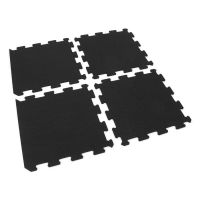 Černo-modrá gumová modulová puzzle dlažba (okraj) FLOMA Sandwich - délka 100 cm, šířka 100 cm a výška 1 cm