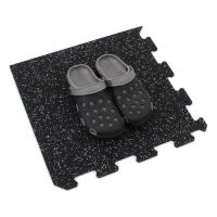 Černo-šedá gumová podlahová deska (puzzle - roh) FLOMA IceFlo SF1100 - délka 100 cm, šířka 100 cm, výška 1 cm