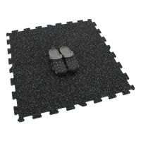 Černo-šedá gumová podlahová deska (puzzle - střed) FLOMA IceFlo SF1100 - délka 100 cm, šířka 100 cm, výška 1 cm