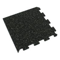Černo-zelená gumová podlahová deska (puzzle - roh) FLOMA IceFlo SF1100 - délka 100 cm, šířka 100 cm, výška 1 cm