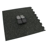 Černo-zelená gumová modulová puzzle dlažba (roh) FLOMA IceFlo SF1100 - délka 100 cm, šířka 100 cm, výška 1 cm
