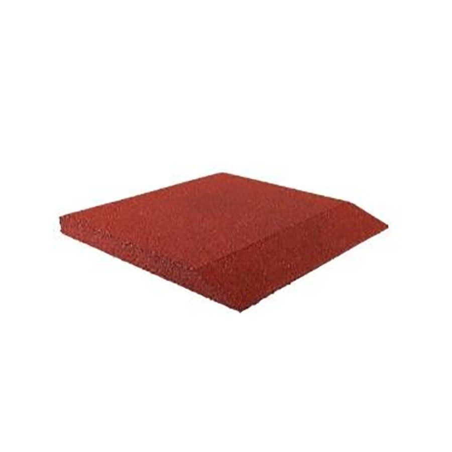 Červená gumová krajová hladká dlažba FLOMA V65/R00 - délka 50 cm, šířka 50 cm, výška 6,5 cm