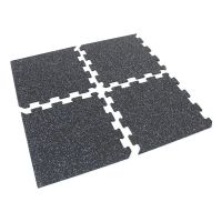 Černo-bílo-modrá gumová podlahová deska (puzzle - roh) FLOMA FitFlo SF1050 - délka 100 cm, šířka 100 cm, výška 1,6 cm
