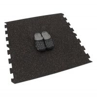 Černo-červená gumová podlahová deska (puzzle - okraj) FLOMA FitFlo SF1050 - délka 100 cm, šířka 100 cm, výška 1,6 cm