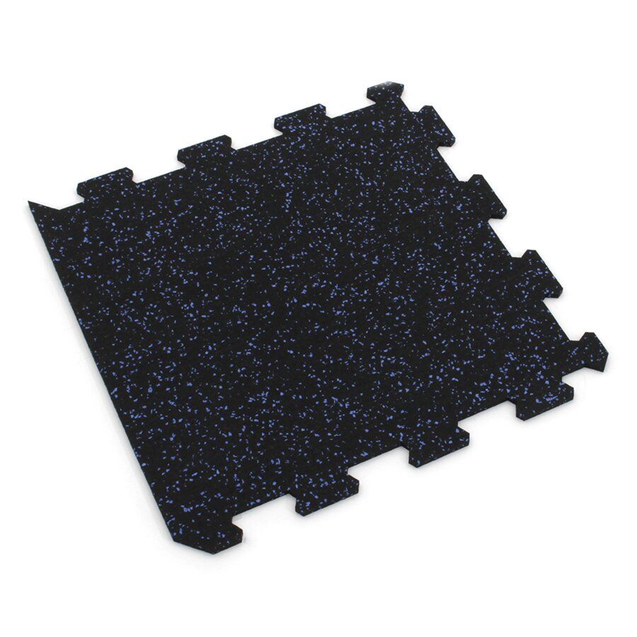 Černo-modrá gumová modulová puzzle dlažba (okraj) FLOMA FitFlo SF1050 - délka 100 cm, šířka 100 cm a výška 1,6 cm