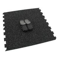 Černo-šedá gumová modulová puzzle dlažba (okraj) FLOMA FitFlo SF1050 - délka 100 cm, šířka 100 cm, výška 1,6 cm