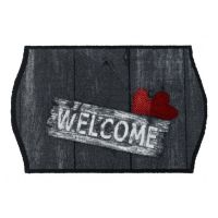 Černo-šedá pratelná vstupní rohož FLOMA Welcome Hearts - délka 50 cm, šířka 75 cm, výška 0,8 cm