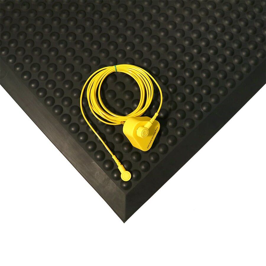 Černá gumová protiúnavová protiskluzová ESD rohož - délka 90 cm, šířka 60 cm, výška 1,4 cm