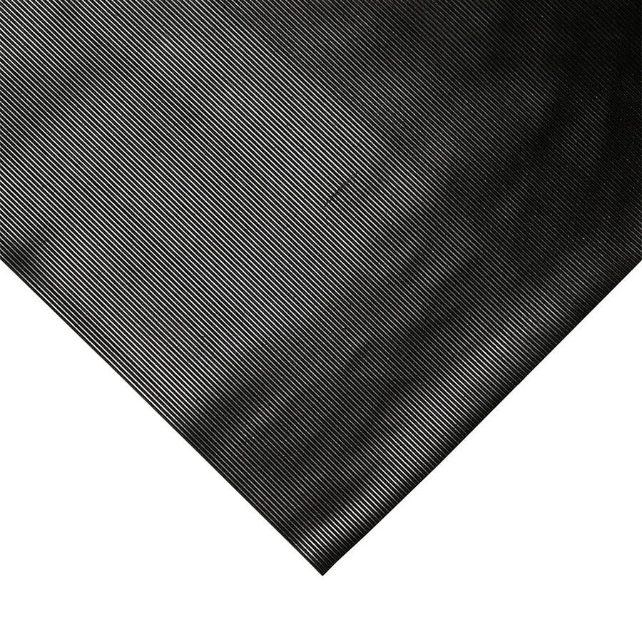 Černá rýhovaná protiskluzová průmyslová rohož COBARIB - délka 10 m, šířka 90 cm a výška 0,6 cm