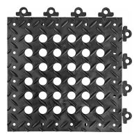 Černá plastová děrovaná rohož (dlaždice) Diamond Flex Lok - délka 30 cm, šířka 30 cm, výška 2,5 cm