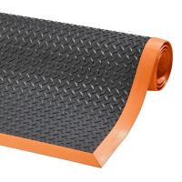 Černo-oranžová protiúnavová protiskluzová průmyslová rohož Cushion Flex - 210 x 91 x 1,27 cm