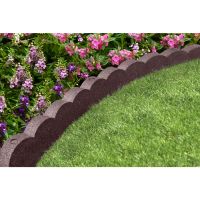 Hnědý gumový zahradní obrubník FLOMA Scalloped - délka 120 cm, šířka 5 cm, výška 10 cm