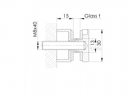 Držák skla bodový -černý- D30x15