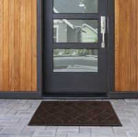 Šedá textilní gumová vstupní rohož FLOMA Parquet - délka 45 cm, šířka 75 cm, výška 1,1 cm